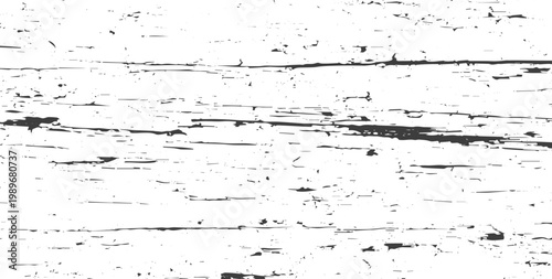 Monochrome Distressed Wood Texture Vector Background with Weathered Grain and Scratched Surface