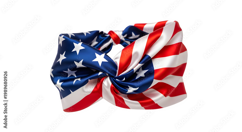 Obraz premium American flag ribbon bow isolated on transparent background patriotic symbol for celebrations