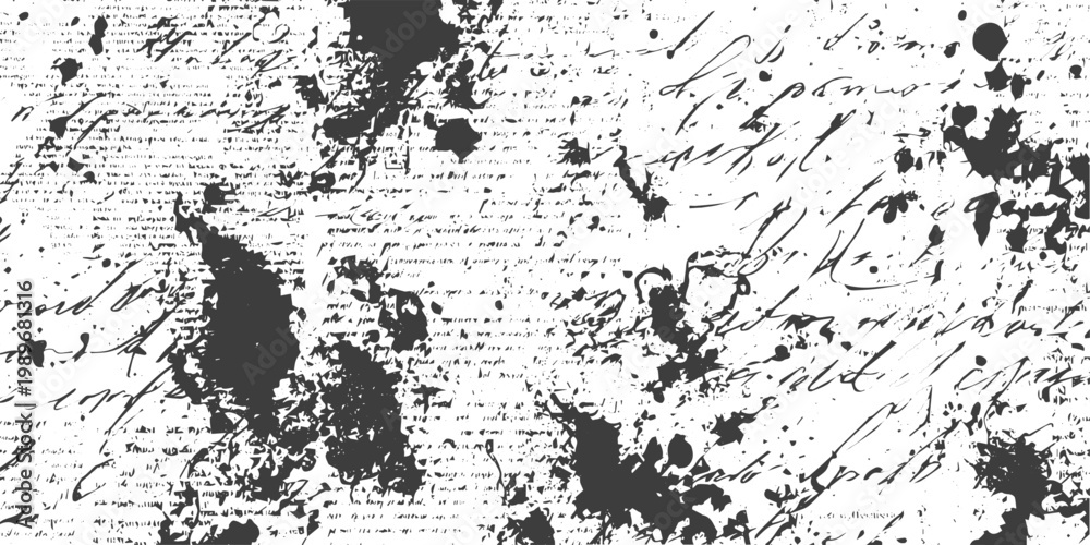 Fototapeta premium Vintage Grunge Texture Background with Handwritten Script and Ink Splatters
