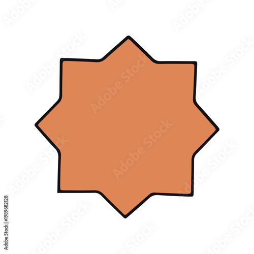 Hand Drawn Orange Eight Pointed Star