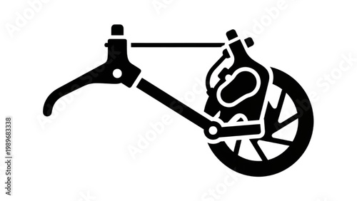 Bicycle disc brake icon, simple mechanical braking silhouette