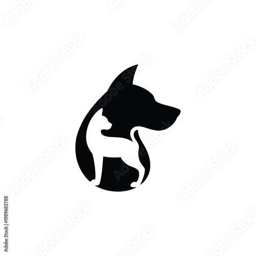 Dog and cat logo vector, creative animal vector illustration, pets friendly.
