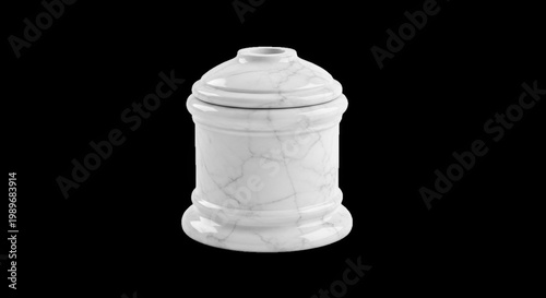 A stainless steel spice grinder with a textured surface and lid isolated on transparent background