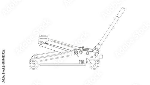 Illustration of a hydraulic floor jack on a white background