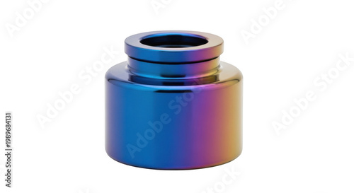 Colorful layered beverage in a glass container with a metal lid isolated on transparent background