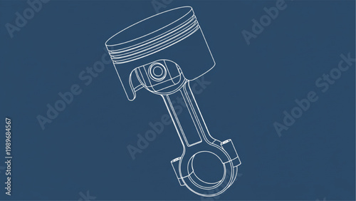 Detailed blueprint illustration of an internal combustion engine piston component