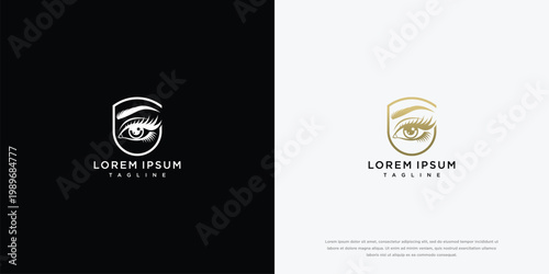 Elegant Eye Logo in Black and Gold Variations