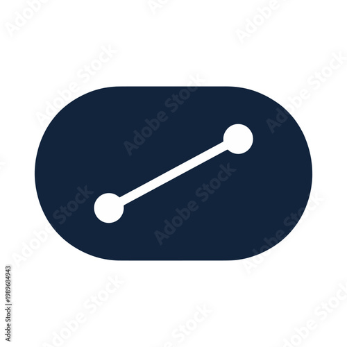 Minimalist Dark Navy Blue Pill Shape Diagonal Line Connector Node Endpoint Icon for Link Path Network and Graph Route Concept on Transparent Background for Data App and Web Interface Design