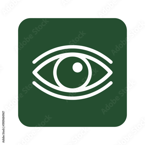 Minimalist Dark Green Square Eye Visible Show Preview Icon for Watch View Display and Monitor Concept on Transparent Background for UI App and Web Interface Design