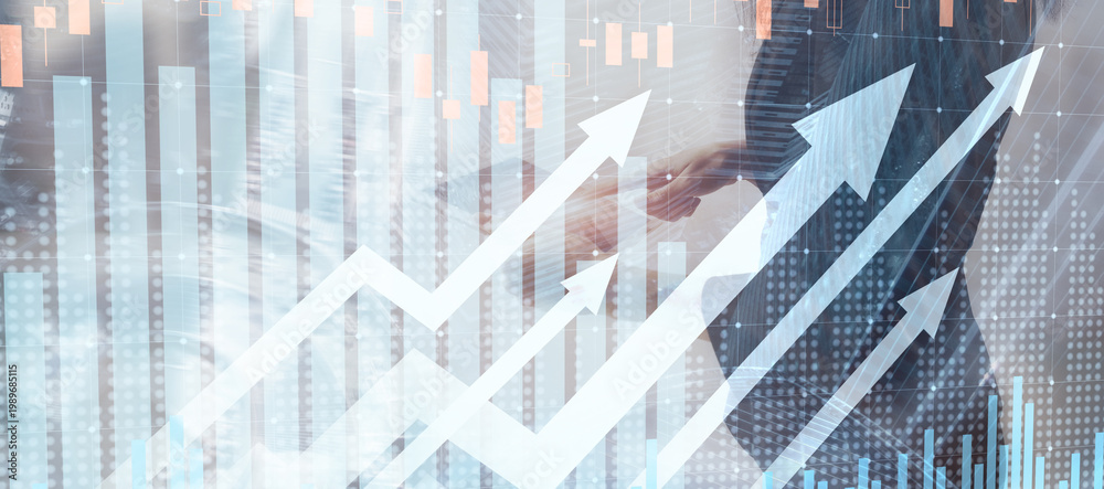 Fototapeta premium Business Finance Analytics Showing Market Growth and Trends