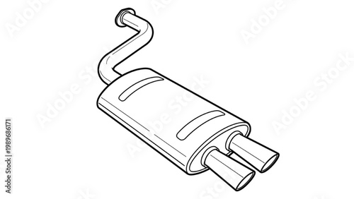 Automotive exhaust system graphic depicting a car muffler and pipes