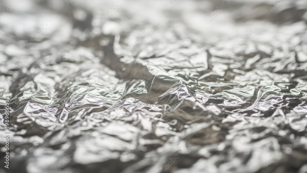 Fototapeta premium A close-up view of crumpled aluminum foil with a metallic sheen