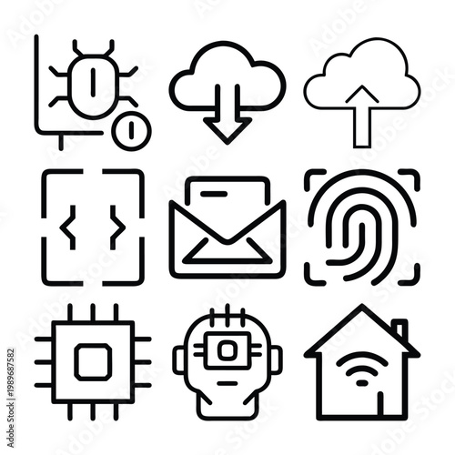 Cyber Security Technology Line Icons