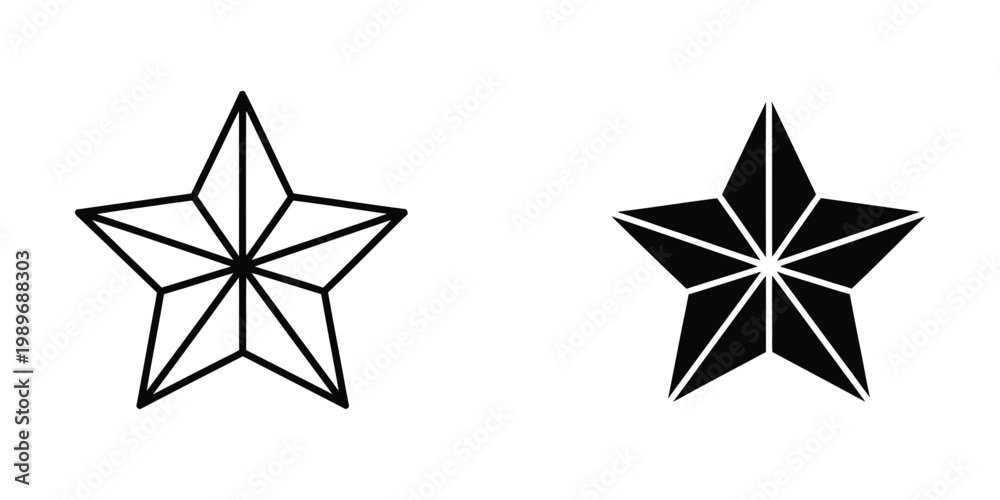 Obraz premium Comparison of a classic five-pointed star and a filled navy anchor star design