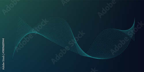 This modern graphic background uses thin wave lines drawn across a dark, cool background, creating depth and fluidity.