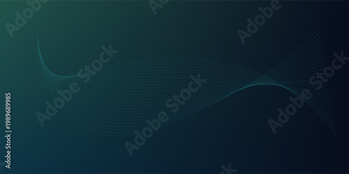 Obraz na plátne This modern graphic background uses thin wave lines drawn across a dark, cool ba
