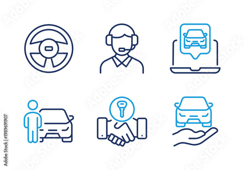 Automotive Sales and Support thin line icon set. Minimal web icons