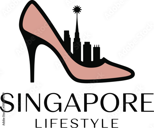 elegant high heel shoe with lipstick and Singapore lifestyle icon