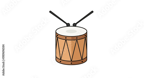 Vector illustration of a traditional drum with drumsticks
