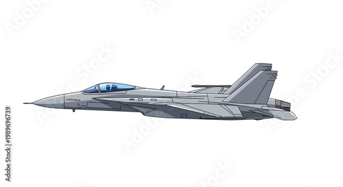 Realistic vector illustration of a modern fighter jet in profile view