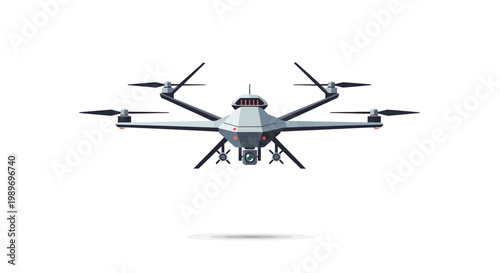 Futuristic hexacopter drone isolated on white background