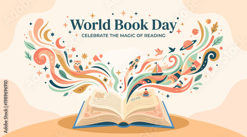 World Book Day reading celebration concept.