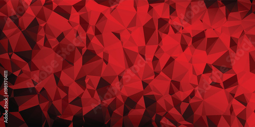Quadro su tela Modern vibrant red triangles blend with deep black shadows with clean angular co