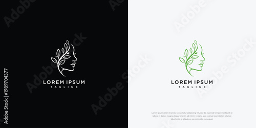 Elegant Face and Leaf Logo Design