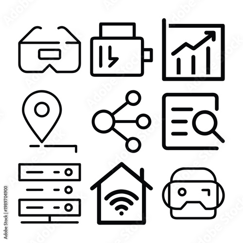 Modern Technology Line Icon Set