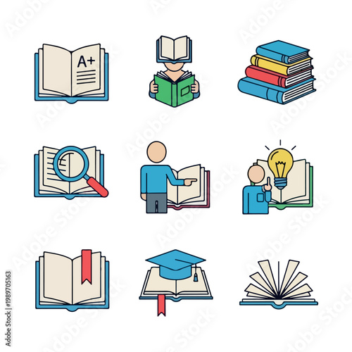 Education and Study Icon Set – Learning and Academic Symbols