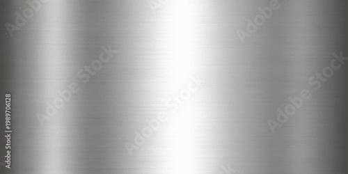 A polished silver stainless steel plate featuring a shiny brushed metal texture on an industrial grey aluminium surface with a seamless metallic pattern and reflective alloy material