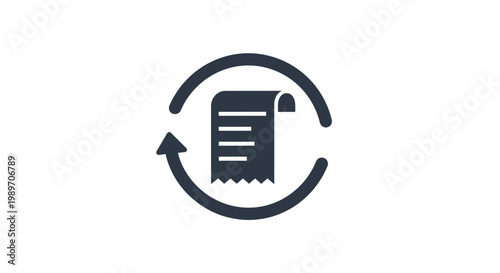 Recycling document icon with arrows.