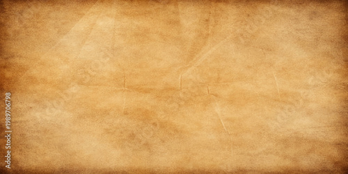 A blank vintage brown parchment sheet with an aged grunge texture and stained antique pattern provides a weathered retro paper background for a sepia manuscript design