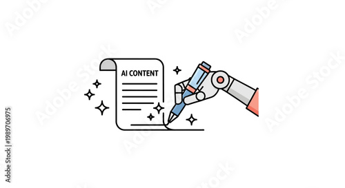 Robot writing on a document.