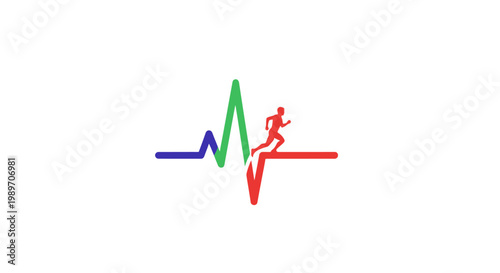 Runner in EKG heartbeat line graph.