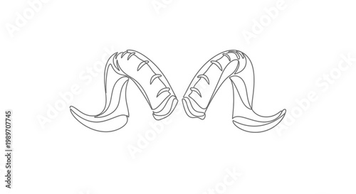 Картината върху платно Ram Horns Outline Vector Illustration