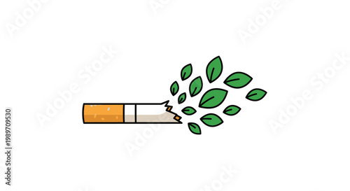 Cigarette turning into green leaves.