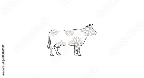 Cow Standing Side View Profile.