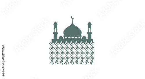 Green Mosque Building Architecture Design.