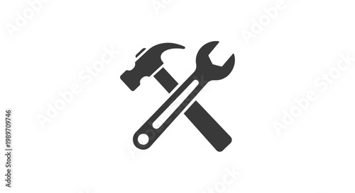 Hammer and Wrench Tool Icons.