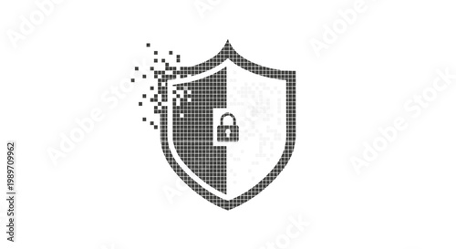 Shield with lock and digital protection.