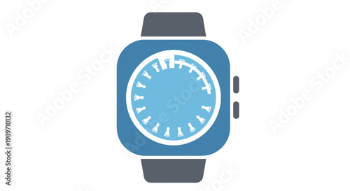 Smartwatch with blue face and band.