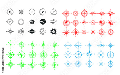 set of compass icons. Compass icons in vector format.
