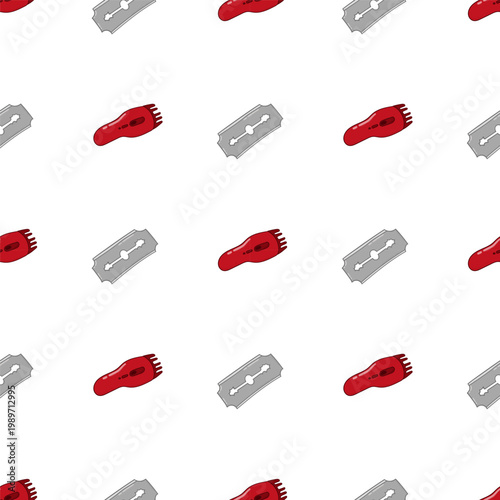 Barbershop pattern. barber tools seamless pattern. doodle barber equipment seamless pattern background