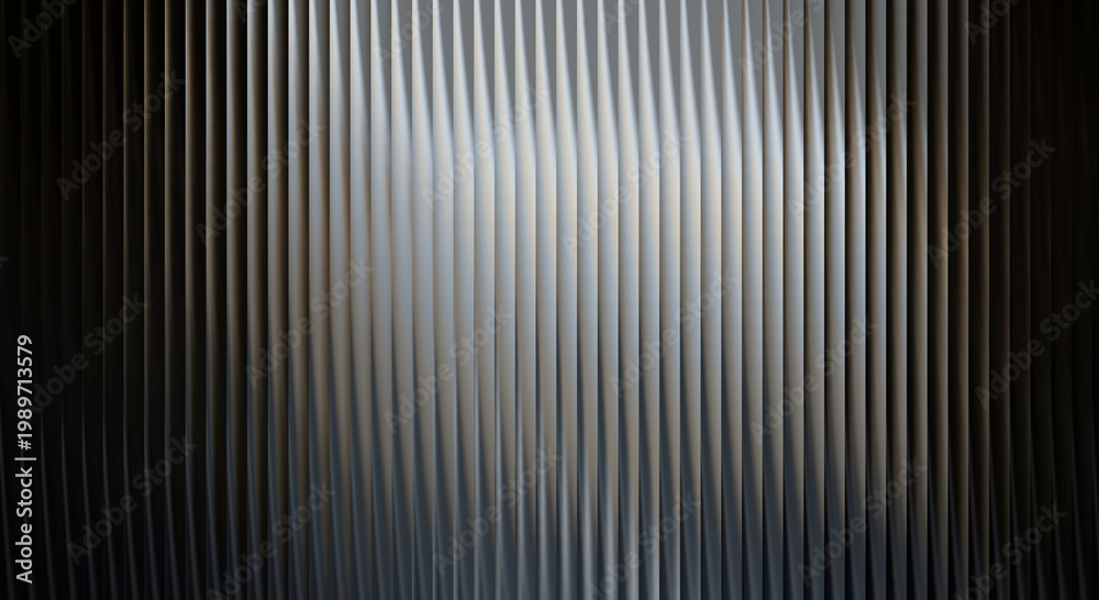 Obraz premium A close-up view of a sleek metallic surface with vertical lines and a spotlight shining on it