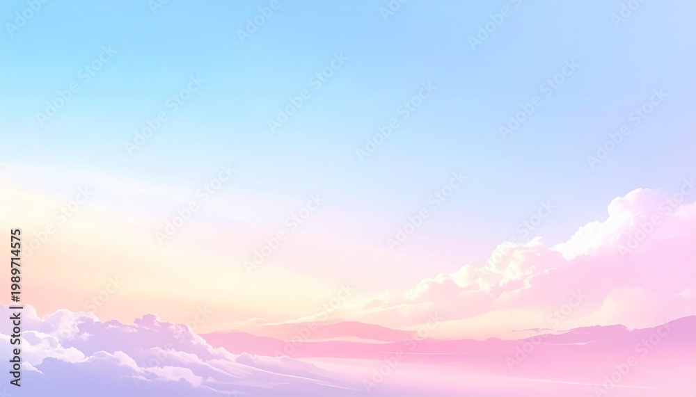Obraz premium Sunset landscape with clouds and mountains in pastel colors