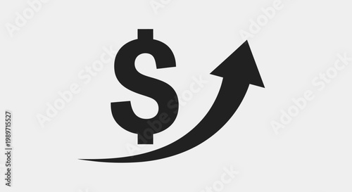 Financial Growth Dollar Sign with Upward Arrow Icon Isolated Bright Background