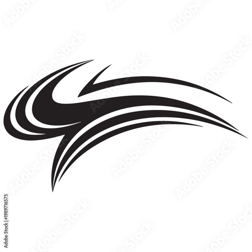 Black tribal vector illustration decal with sharp curved lines for car vinyl wrap and sports branding