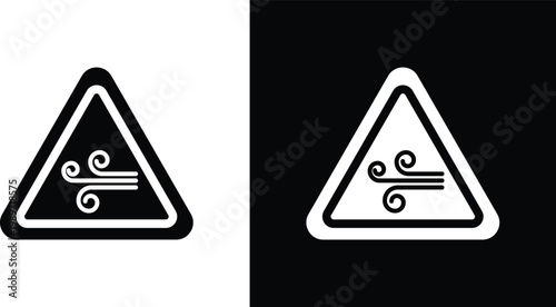 Bild auf Leinwand Wind warning sign pack in black and white colors