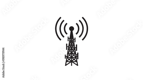 Cell Tower Broadcasting Signal Isolated On White For Technology Concepts